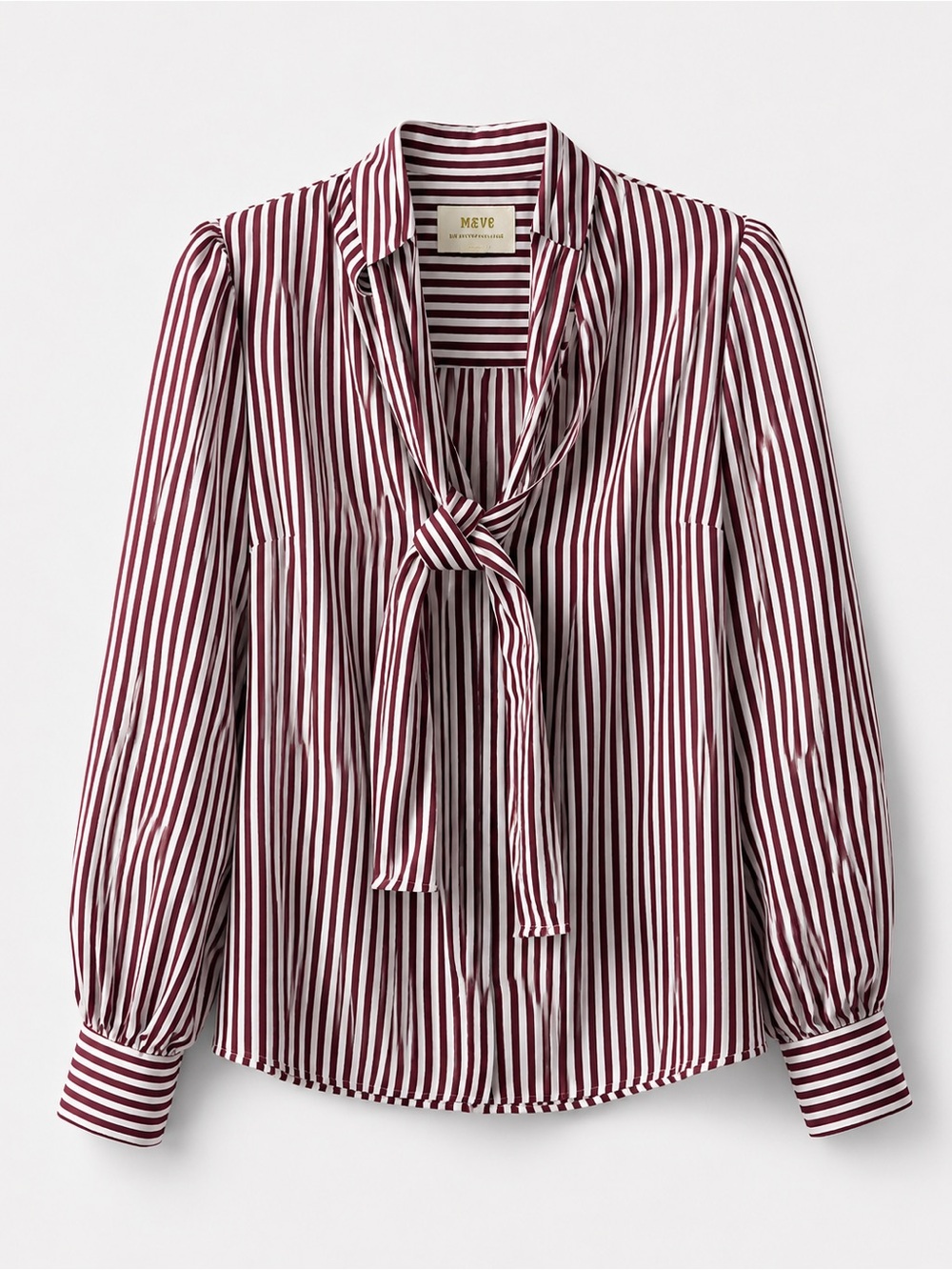 Anthropologie Maeve Tie Neck Blouse XXS Burgundy Stripe Office Career Parisian - Picture 5 of 13